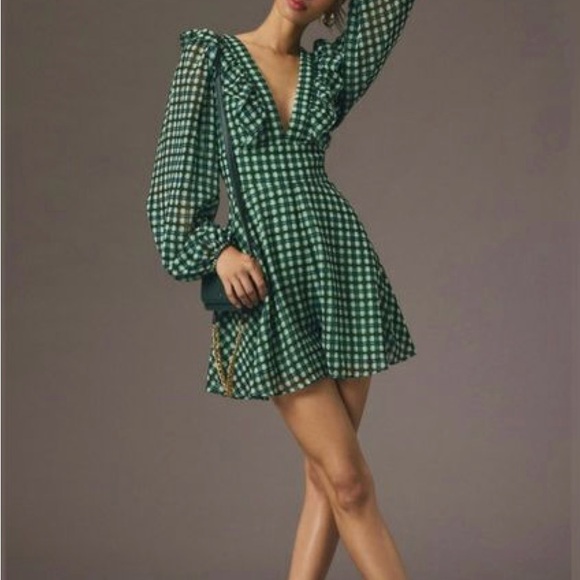 Hutch Pants - Hutch Green Checkered V-Neck Romper
